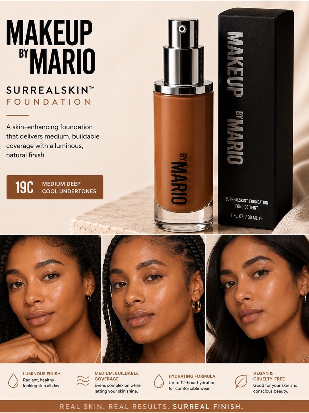 MAKEUP BY MARIO SurrealSkin Foundation 19C NIB